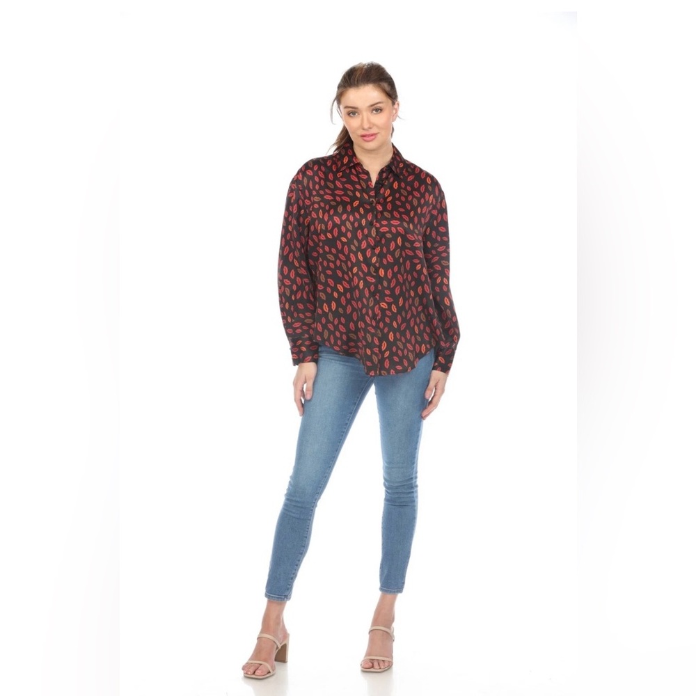 🆕 Johnny Was Workshop 100% SILK Amora Boxy Charmeuse Shirt Boho Chic NWOT - Picture 3 of 14